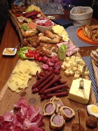 High angle view of food on table