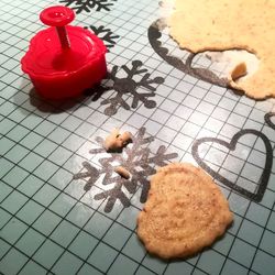 High angle view of cookies on table
