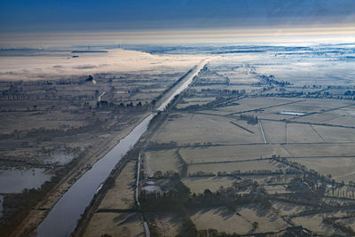 High angle view of landscape against sky