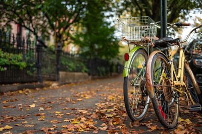 Bicycle parked on street