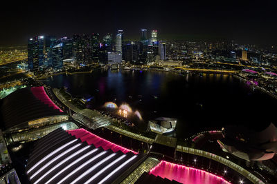 Illuminated cityscape at night