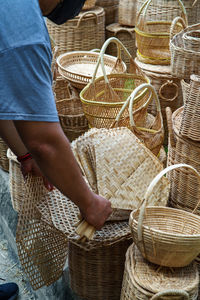 Rattan handicraft handmade from natural product. eco friendy and sustainable concept.