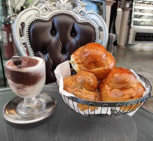 Close-up of dessert on table