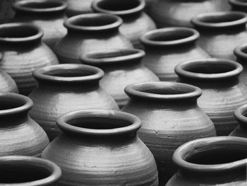 Full frame shot of earthenware pots