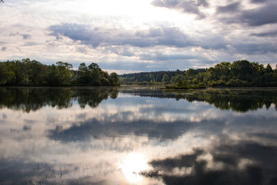 Scenic view of lake against sky