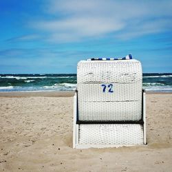 Hooded beach chair on beach