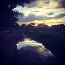 Scenic view of lake at sunset