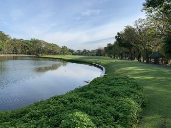 Scenic view of lake against sky