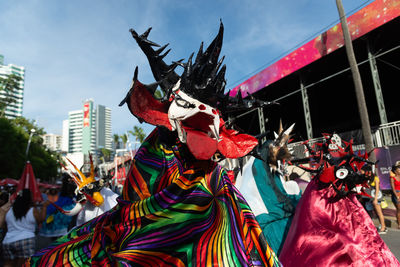 Members of a cultural group are seen parading during fuzue, pre-carnival 