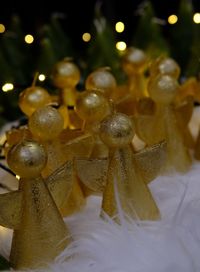 Close-up of christmas decorations on plant