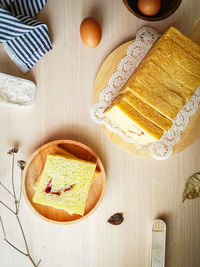 High angle view of food on table