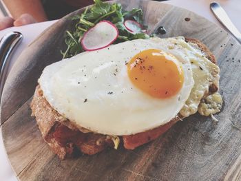 High angle view of breakfast on table