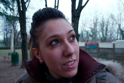 Close-up of woman at park