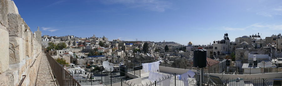 High angle view of buildings against sky in jerusalem 