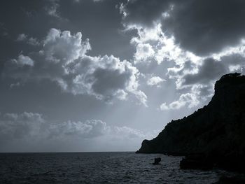 Scenic view of sea against cloudy sky