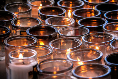 Full frame shot of tea light candles