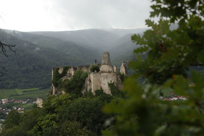 View of fort on mountain against sky