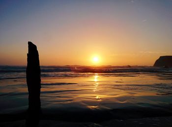 Scenic view of sea at sunset