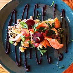 High angle view of vegetables in plate