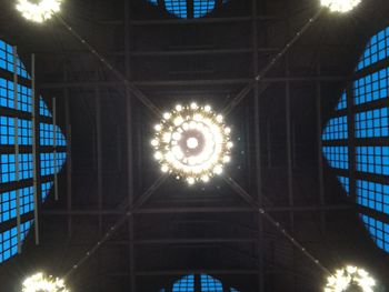 Low angle view of illuminated ceiling