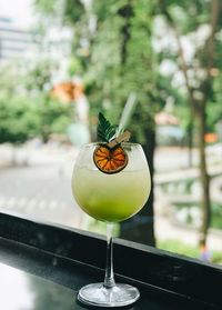 Close-up of drink on glass