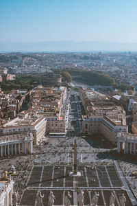 The stunning st. peter's square in the vatican city. view from the top of the dome of the basilica.