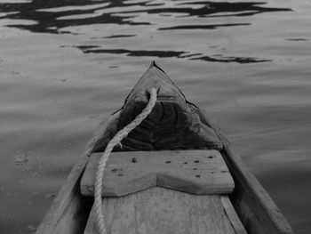 Close-up of wooden post in water