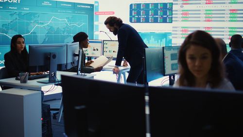 Business colleagues working at office