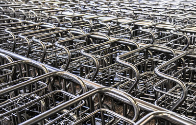 High angle view of shopping carts