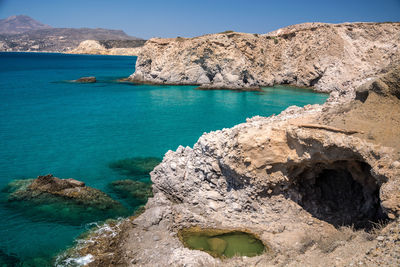 Scenic view of sea against clear sky