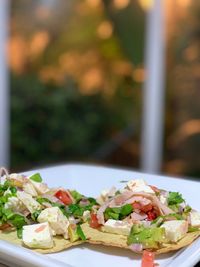 Close-up of served food in plate