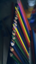 Close-up of multi colored pencils