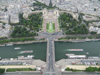 High angle view of bridge over city