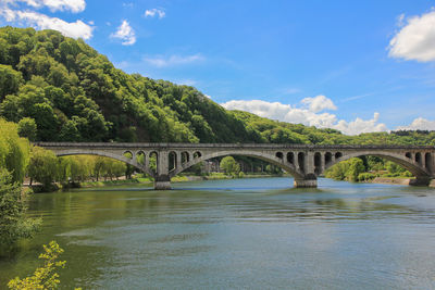 Bridge over river against sky