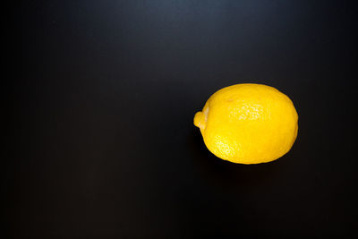 Close-up of orange slice against black background