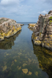 Rocky coastline at allinge, bornholm, denmark