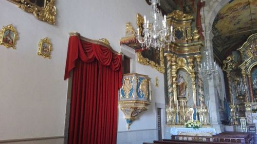 Low angle view of bell hanging in temple