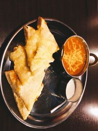 Close-up of food in plate on table