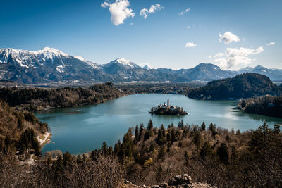 Bled lake, slovenia, mountains, snow, lake, mountain range, landscape