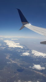 Aerial view of airplane wing