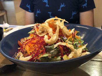 Close-up of served in plate on table