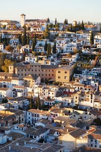 High angle view of cityscape against sky