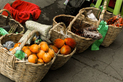 Street market of tropical fruits at colombian town 