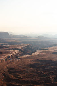 Aerial view of landscape against clear sky