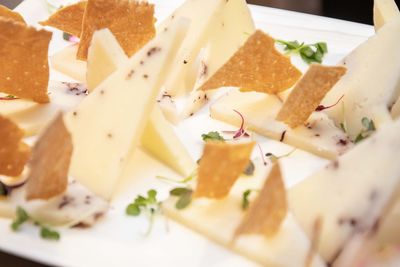 Close-up of served food in plate