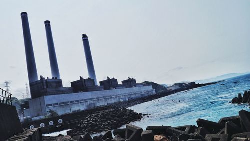 View of built structure in water