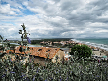 View of sea against cloudy sky