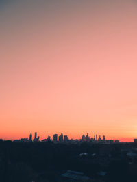 Silhouette buildings against sky during sunset