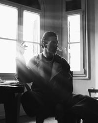 Portrait of young man smoking