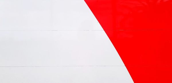 High angle view of red and white wall